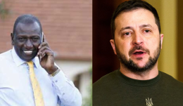 Collage image of President William Ruto and Ukraine President Volodymyr  Zelenskyy.